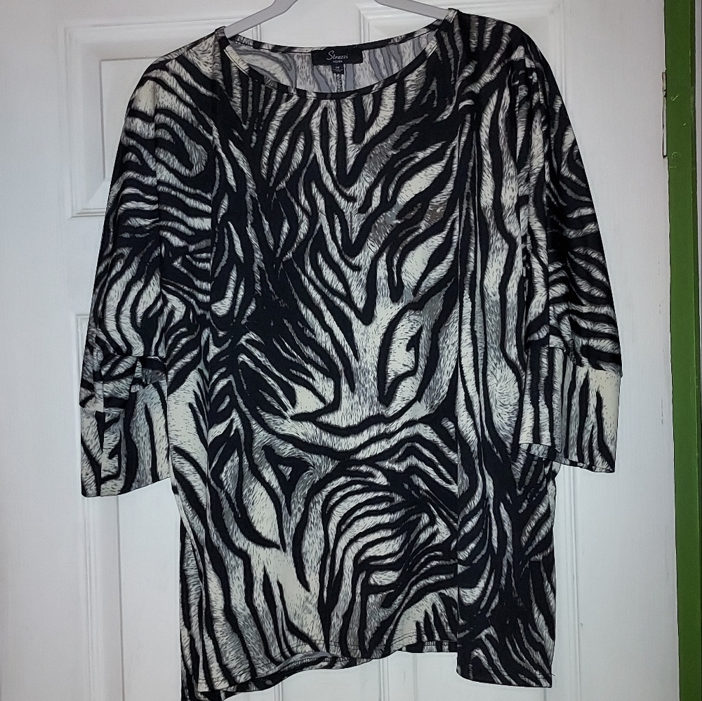 Womens Strazzi pullover zebra print blouse size 1X